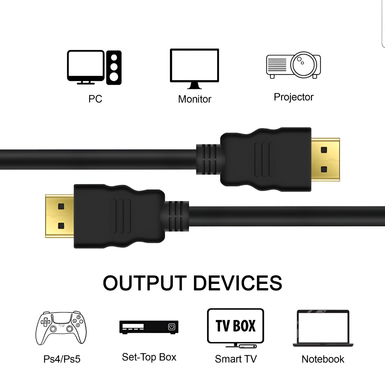 4K HDMI Cable 2.0 UltraHD High Speed 2160p 0.5m/1m/2m/3m/5m/10m/15m Premium Lead