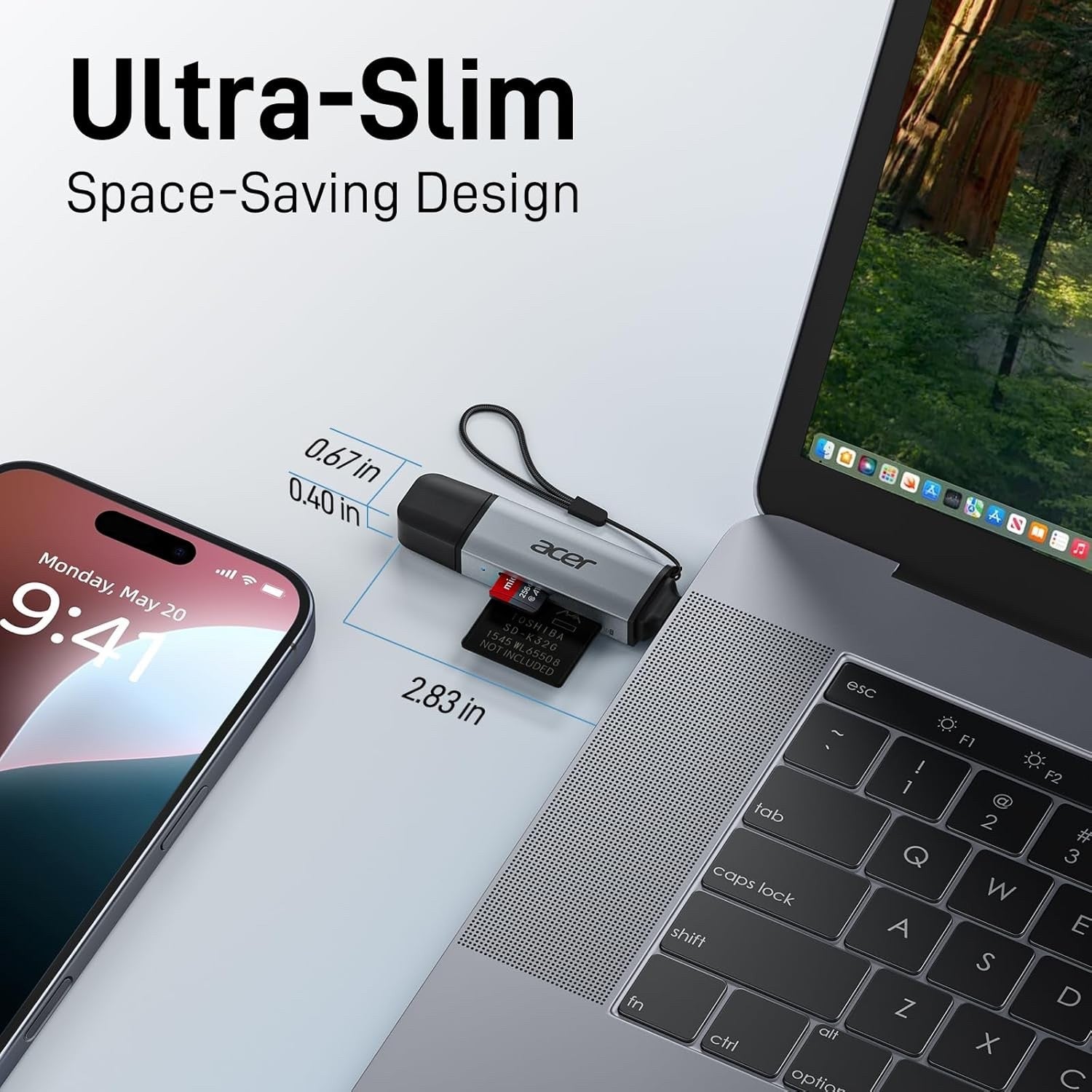 ACER SD Card Reader, USB C & USB 3.0 Memory Card Reader Adapter