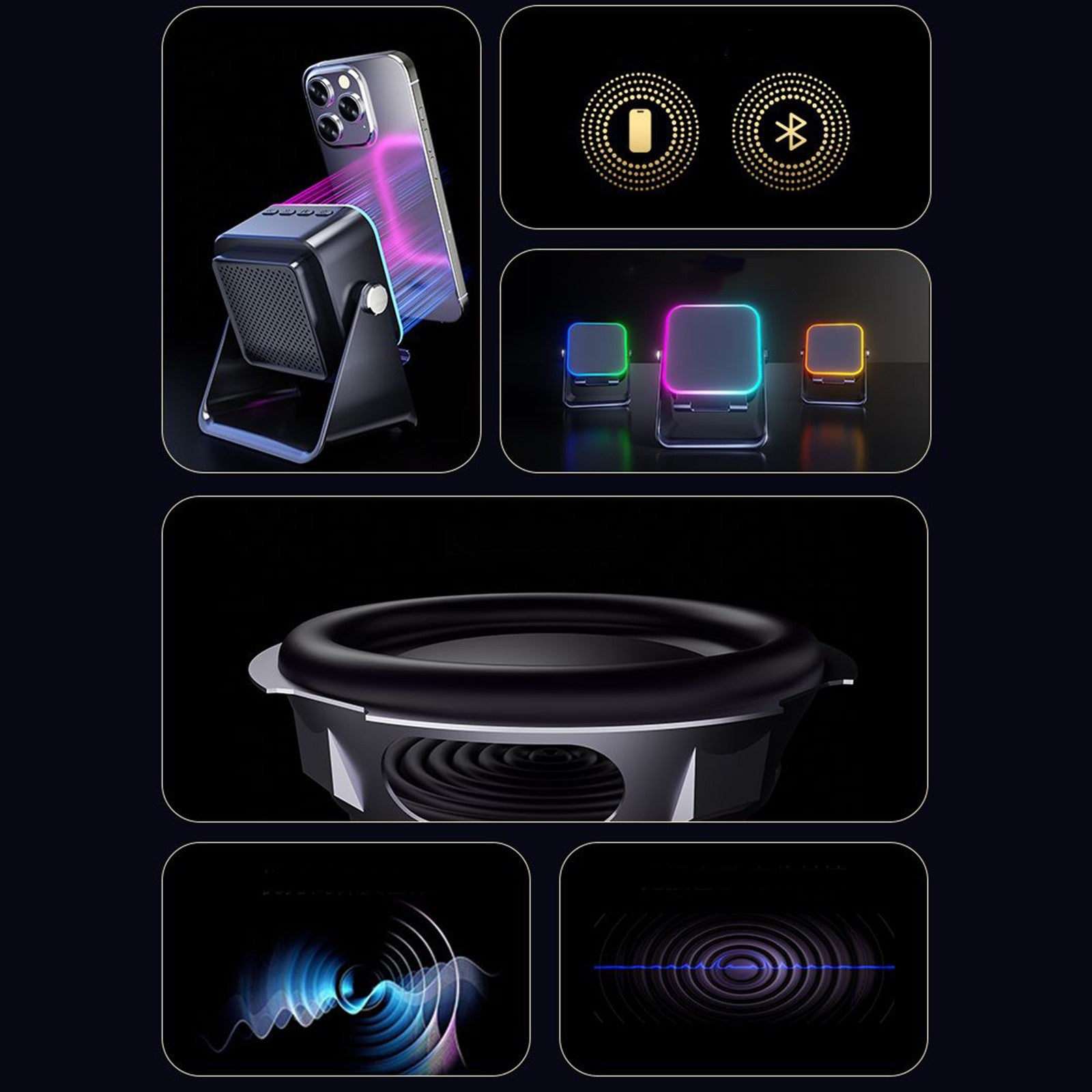 Wireless Induction Speaker 5-in-1 Bluetooth Speaker With Phone Stand