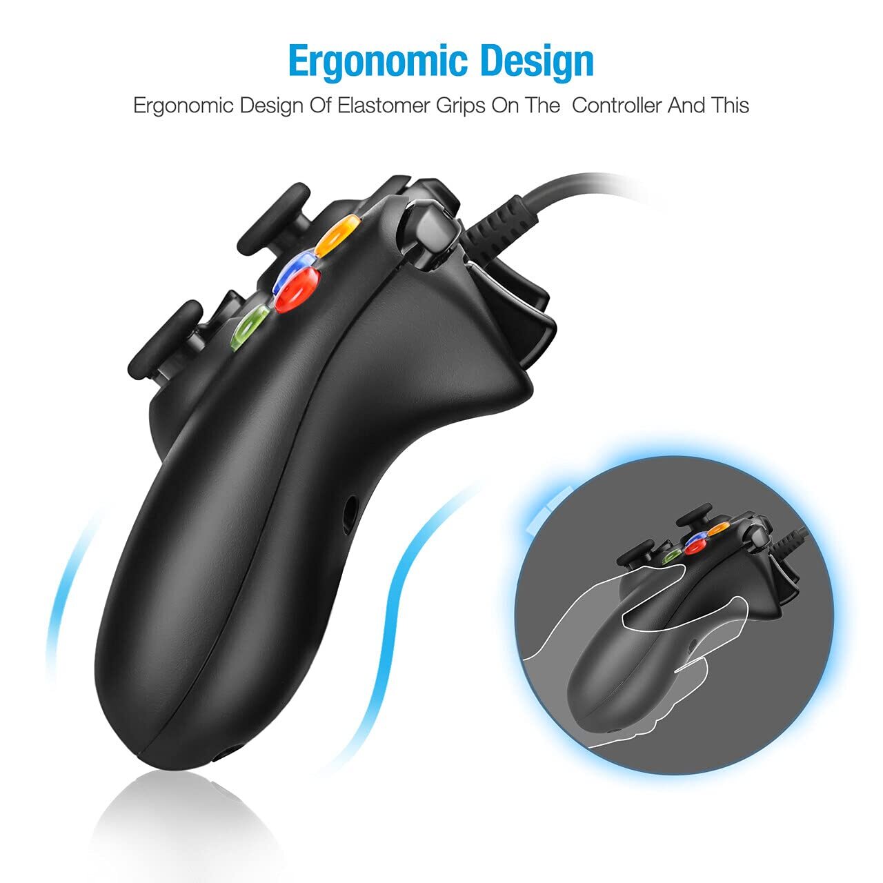 Black USB Wired Controller For XBOX 360 PC Window