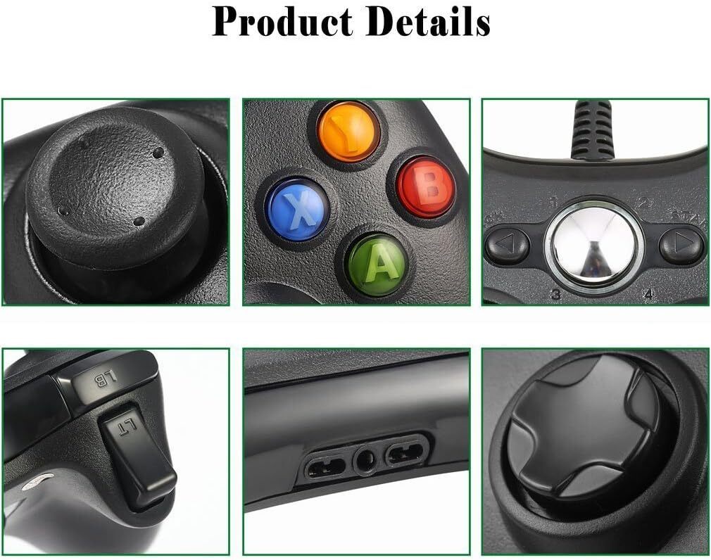 Black USB Wired Controller For XBOX 360 PC Window