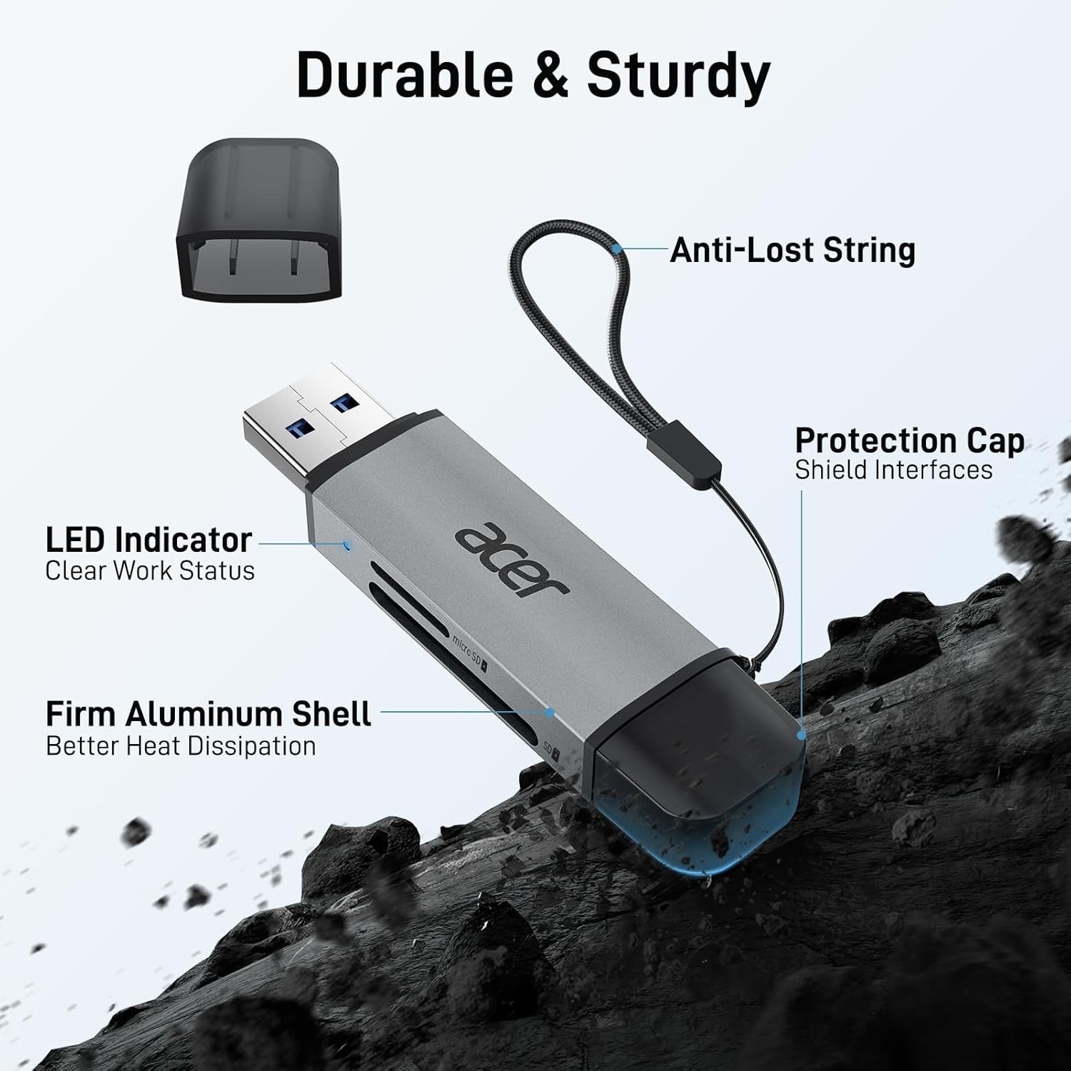 ACER SD Card Reader, USB C & USB 3.0 Memory Card Reader Adapter