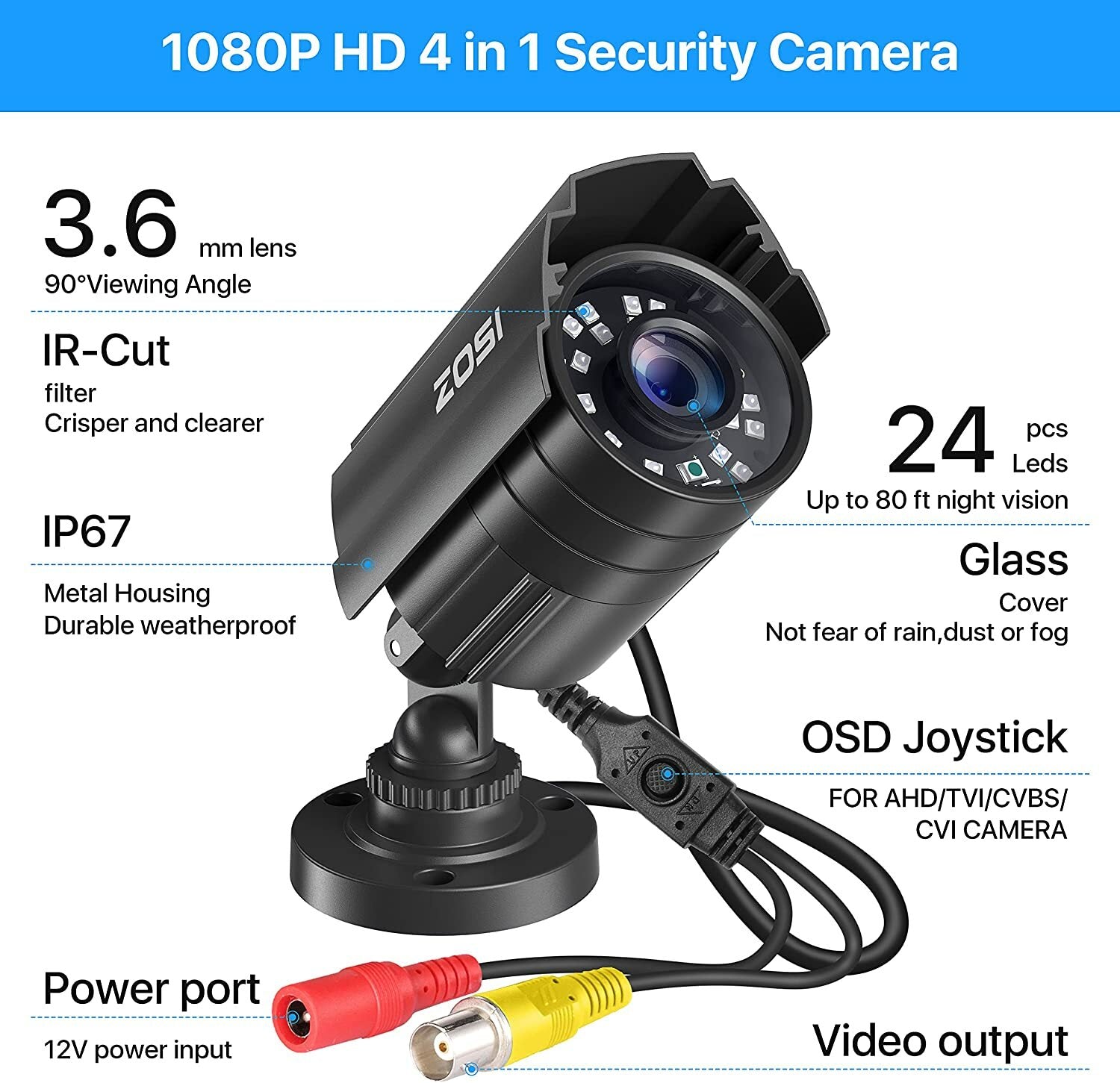Outdoor CCTV Camera 1080P Home Security Night Vision