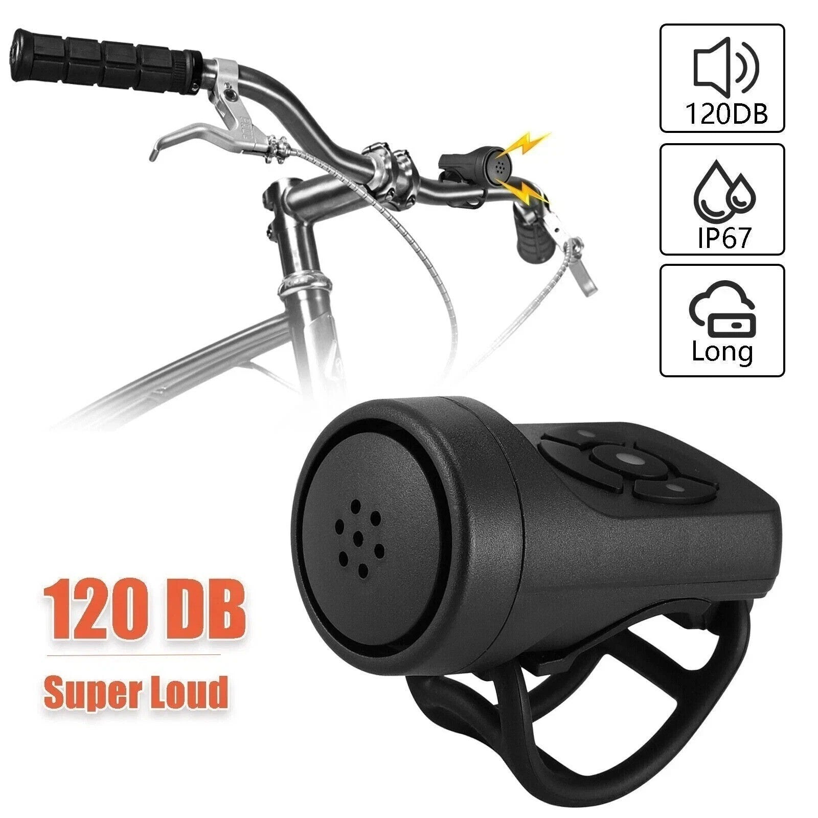 Bicycle Horn Loud Electric Bell MTB Bike Cycling Accessories USB Rechargeable uk