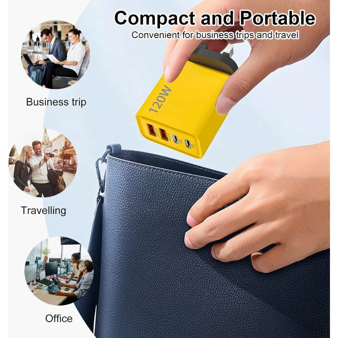 4-Port Phone Charger Plug UK Fast USB Quick Charge Type C PD plug iPhone Samsung