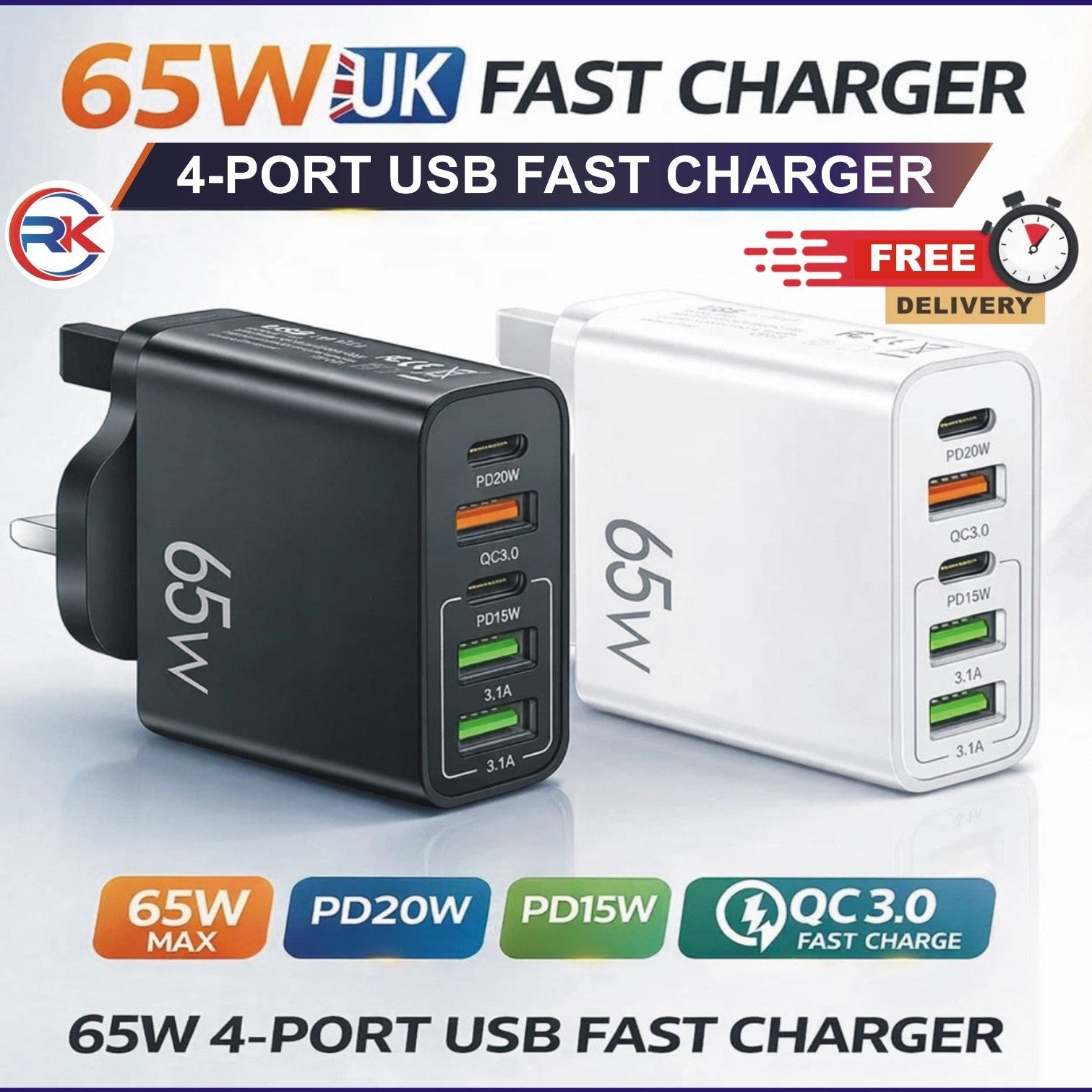 UK PLUG Fast charger 5 Port USB type C