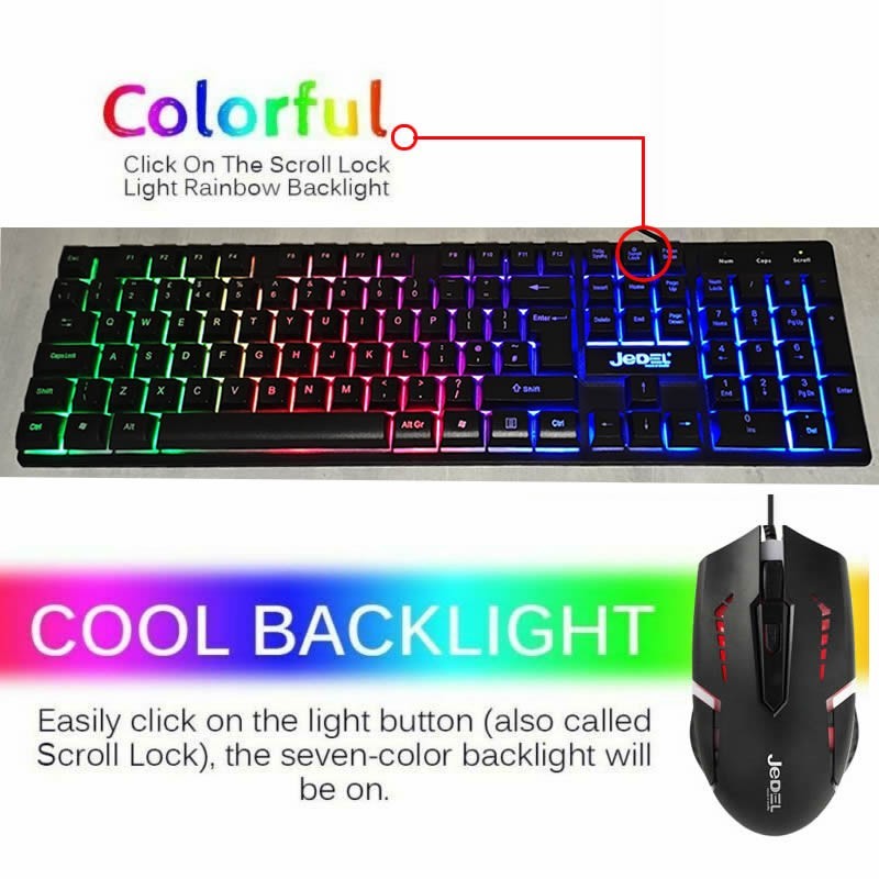 UK Gaming Keyboard And Mouse Set RGB LED USB For PC Laptop Xbox One PS4 PS5