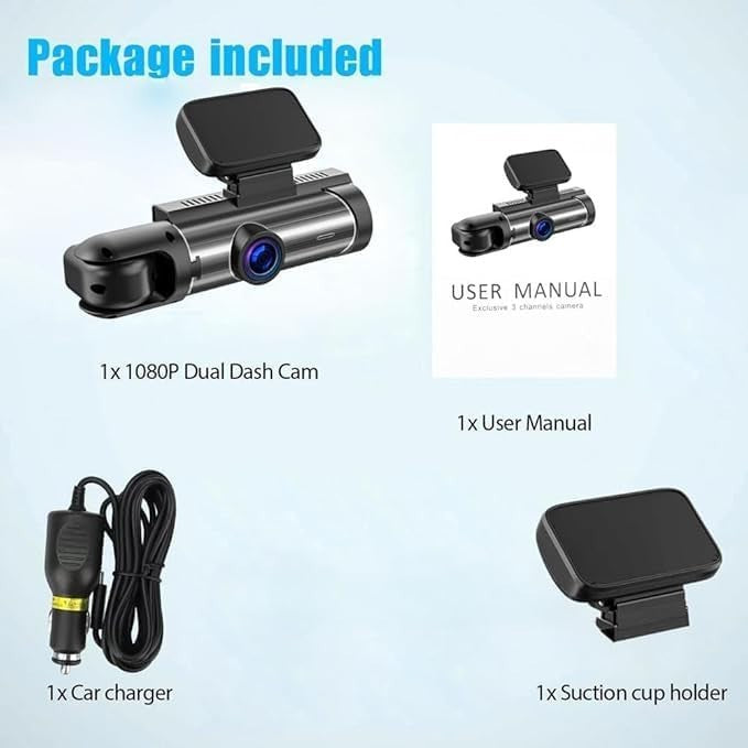 Car Dash Cam Video Recorder Camera Dual lens 1080P