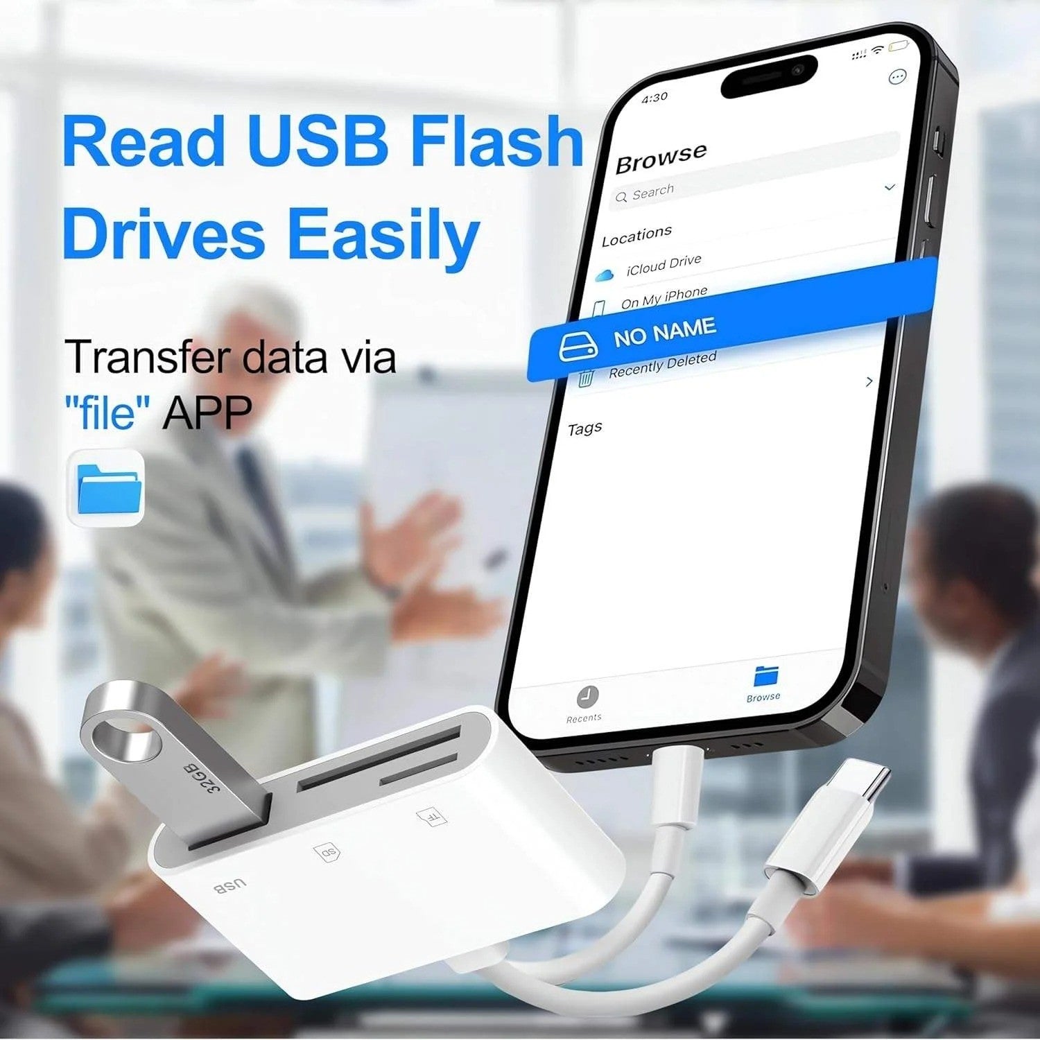 3-in-2 Memory Card Reader for iPhone iPad USB 3.0 OTG Adapter for SD/TF