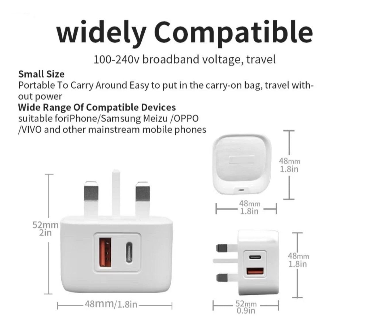 Fast Charging Dual Port Plug 20W Type C & USB
