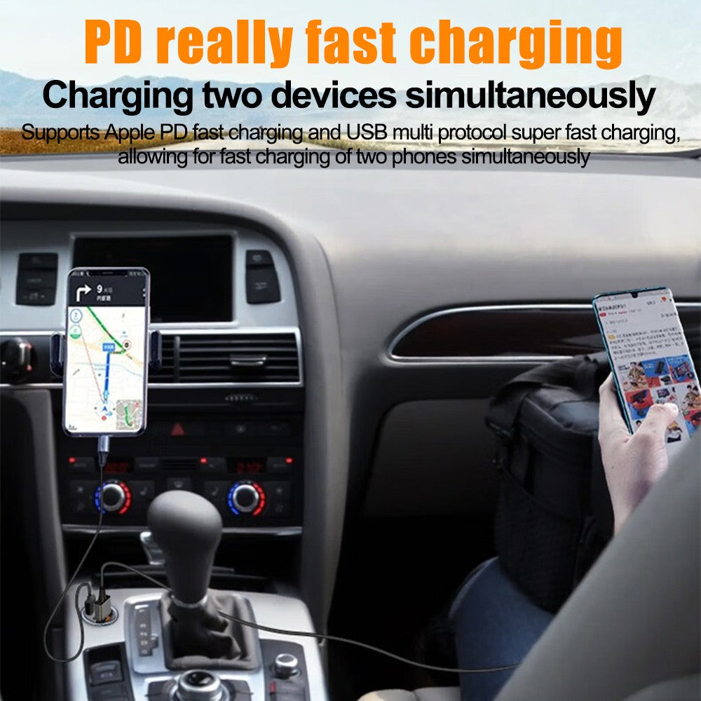 100W USB Car Phone Charger Type C QC3.0 Car Interior Fast Charging Accessories