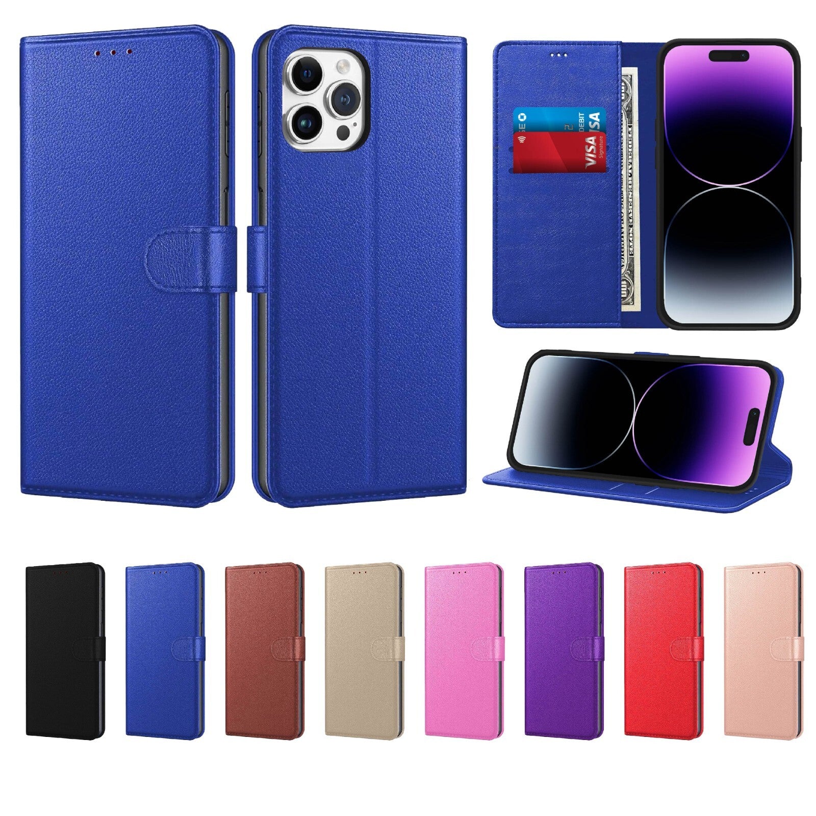 Case For iPhone 17 16 Pro Max Plus 15 14 13 12 Min 11 XR 8 7 Leather Flip Wallet