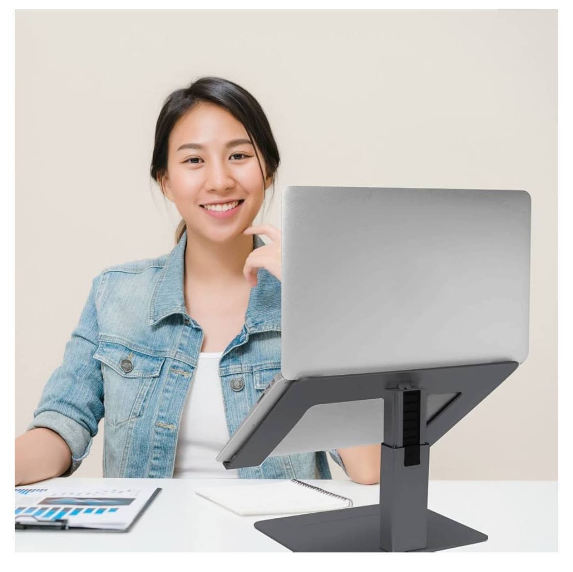 Pivot Laptop Stand for Desk – Adjustable Aluminium Laptop Grey Black Gold Silver