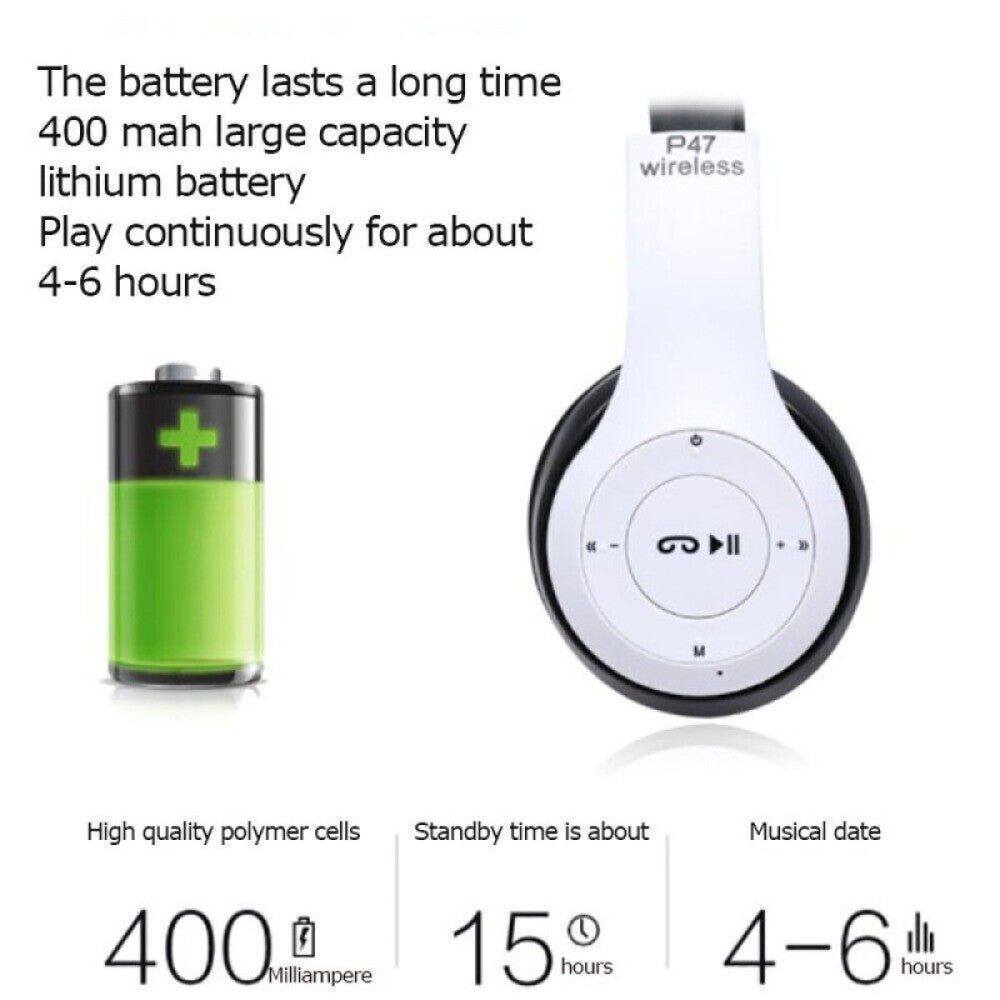 Wireless Bluetooth Headphones W/Noise Cancelling 5.1 P47 Gift