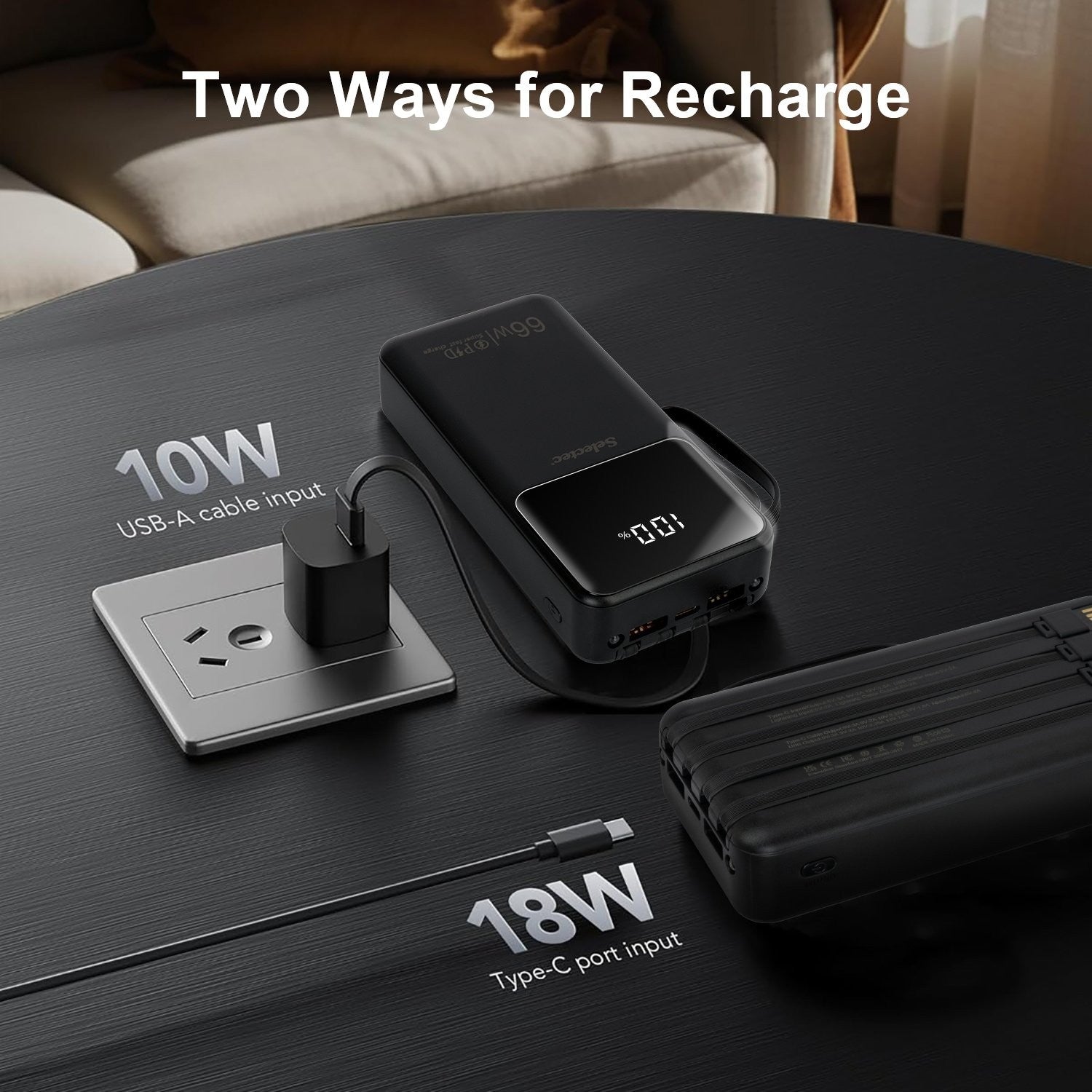 Power Bank 20000mah 66W Portable Fast Charger External Battery for Mobile Phone