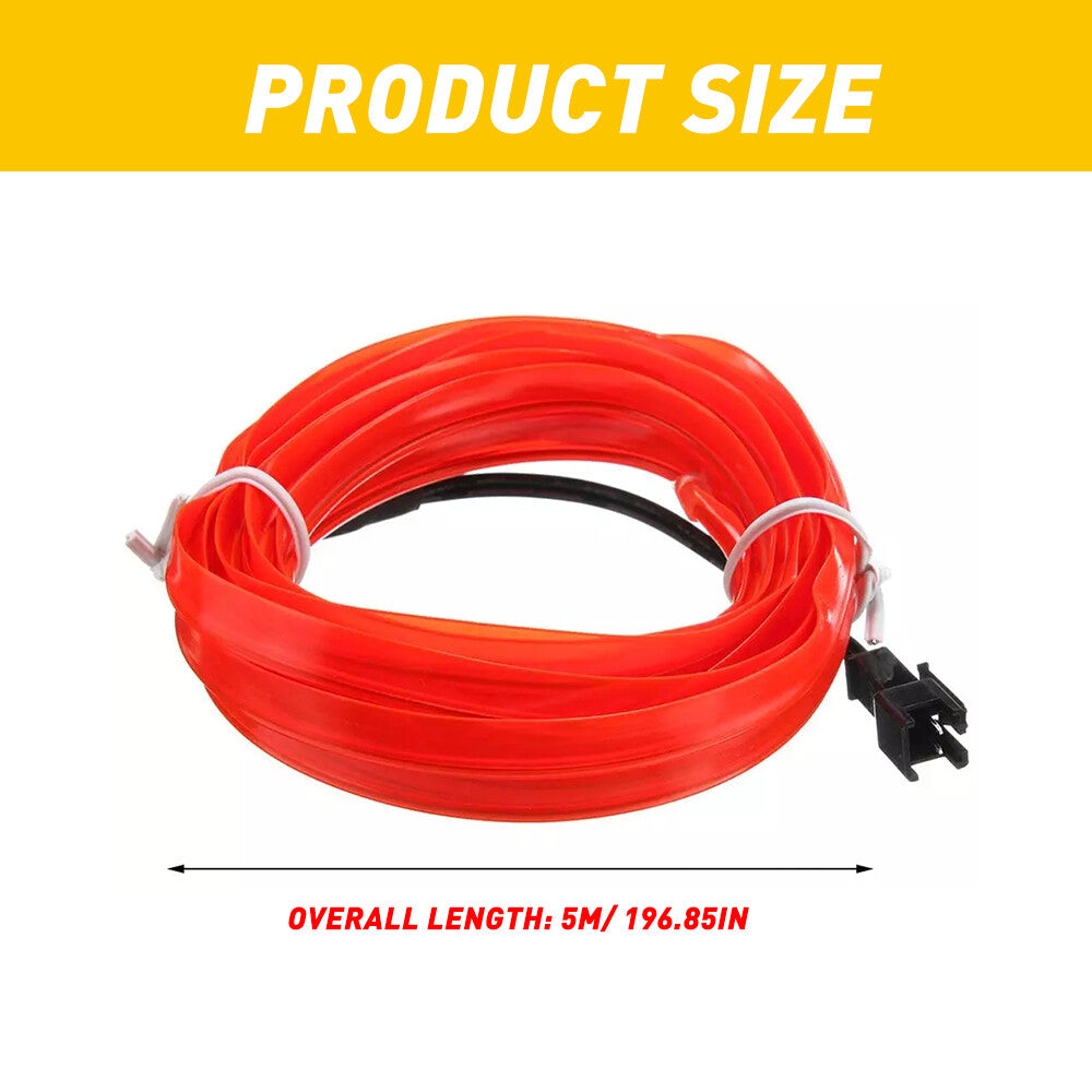 5m Red LED Car Interior Decorative Atmosphere Wire Strip Light Accessories US