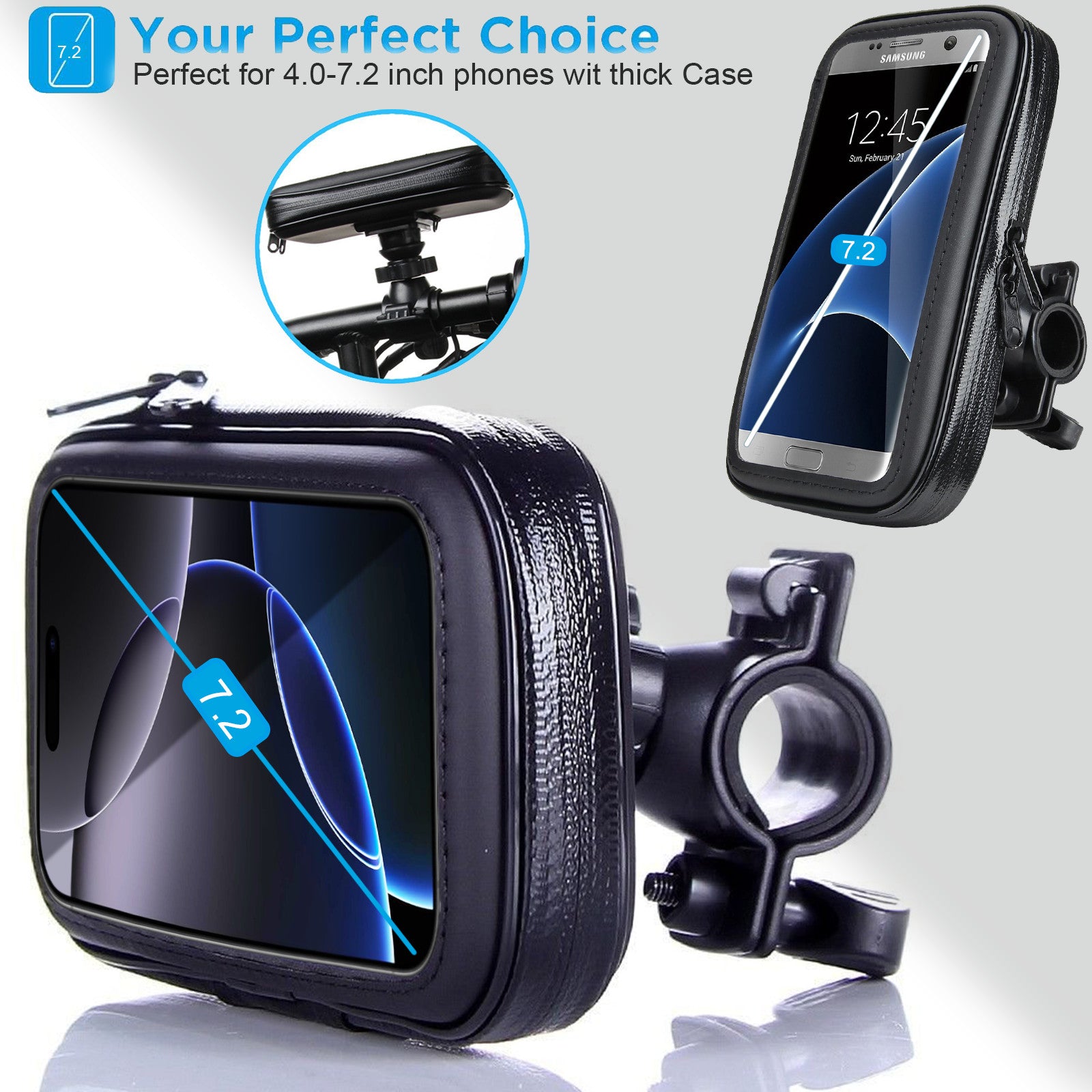360° Bicycle Motor Bike Waterproof Phone Stand Case Mount Holder For All Mobile