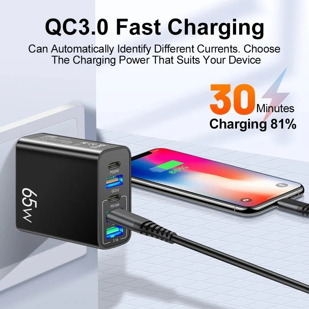 65W Quick Charger Fast Wall Charger Type C