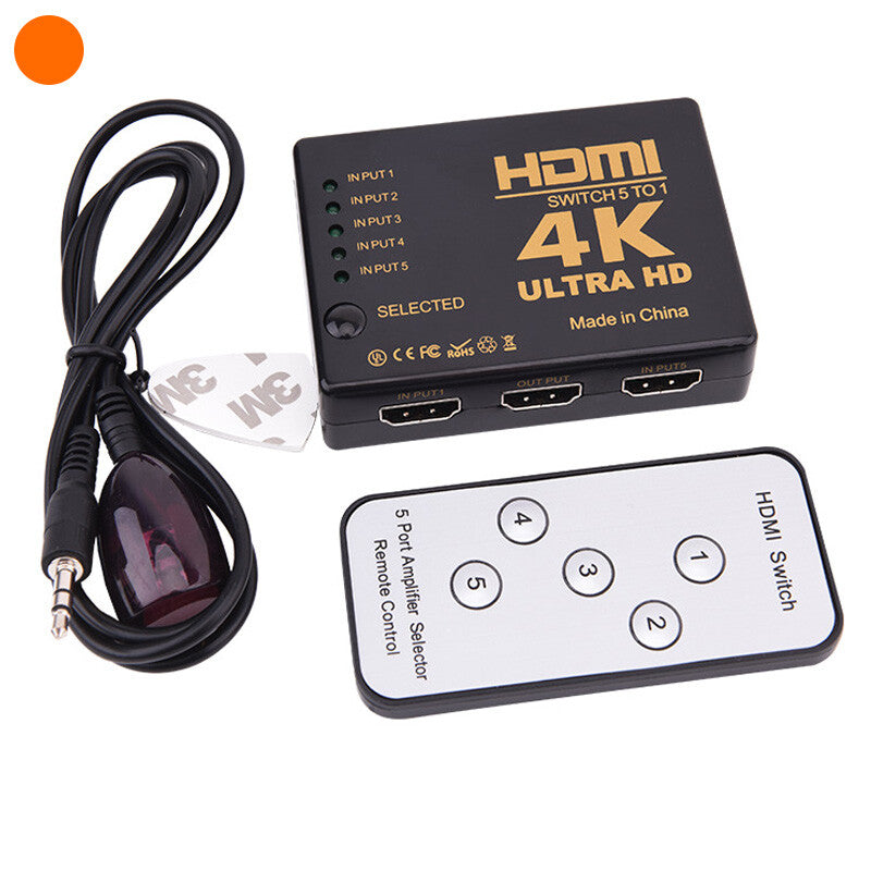 4K HDMI Switch Switcher Selector 5 Port Splitter Hub IR Remote For HDTV PS3