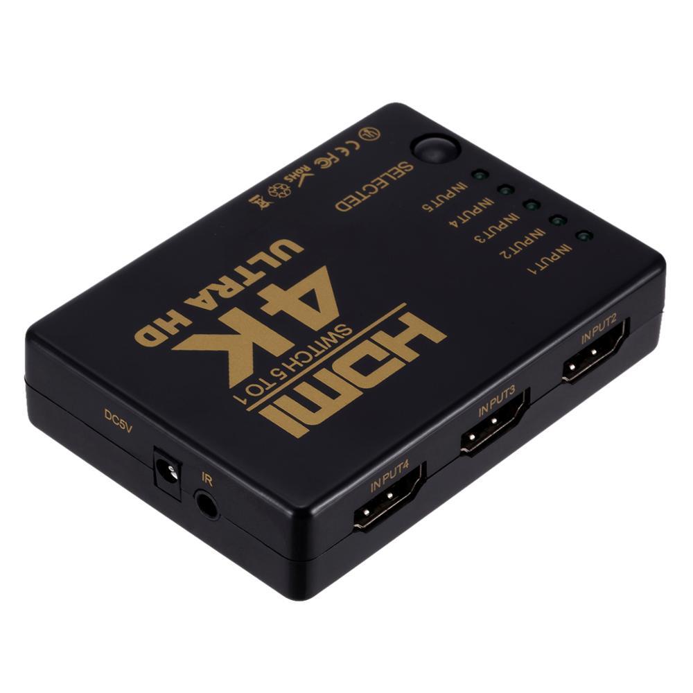 4K HDMI Switch Switcher Selector 5 Port Splitter Hub IR Remote For HDTV PS3