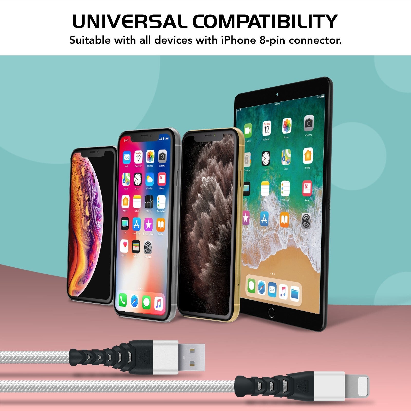 Heavy Duty Braided Long USB Fast Charger Cable For iPhone 14 Pro Max 13 12 11 XS
