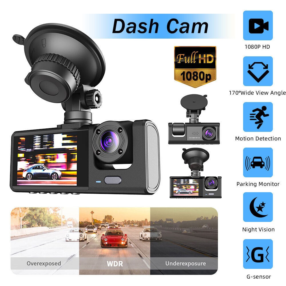 Dual Lens 1080P Car Dash Cam Recorder G Sensor DVR Front and Rear Camera Video