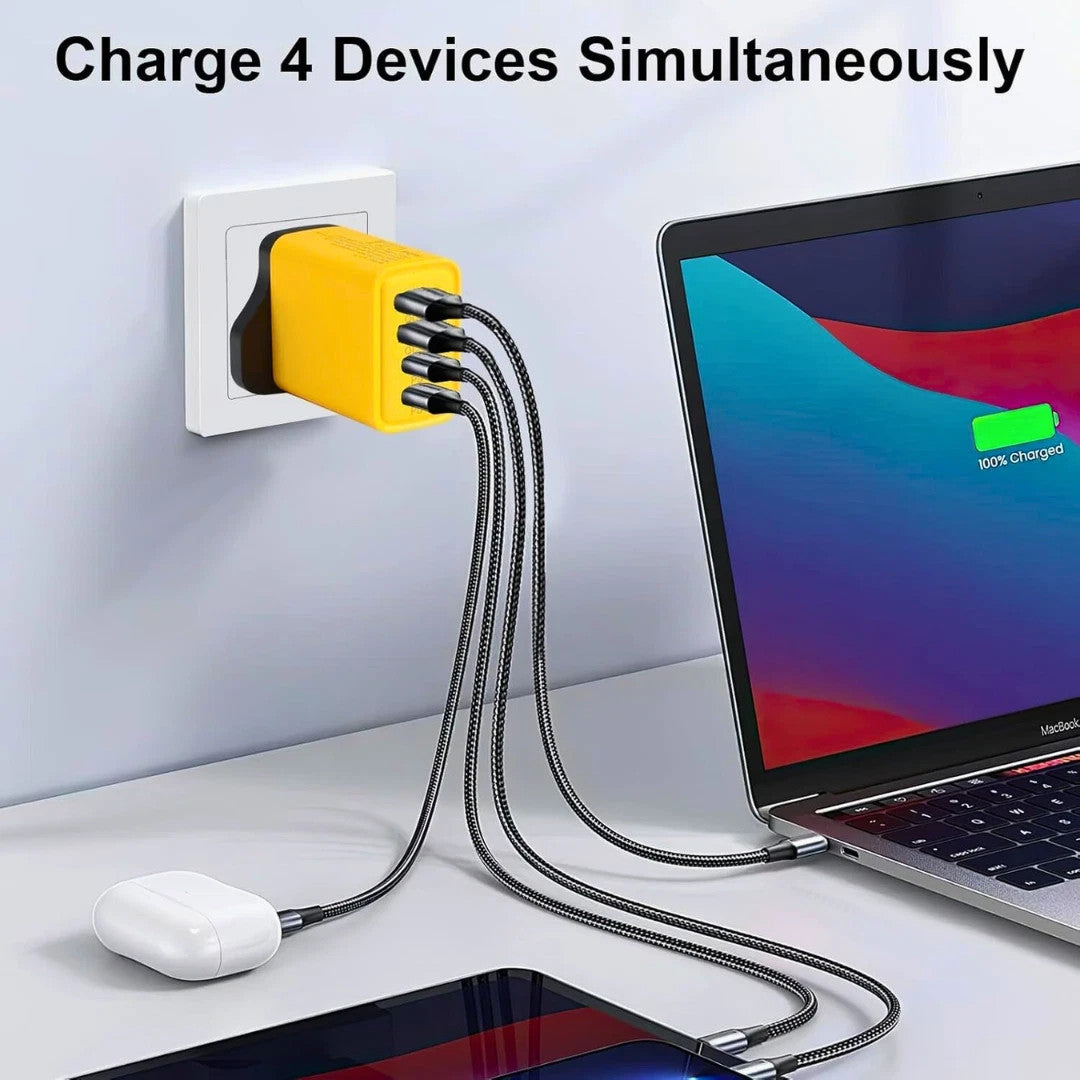 4-Port Phone Charger Plug UK Fast USB Quick Charge Type C PD plug iPhone Samsung