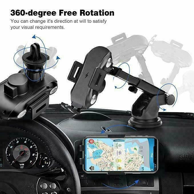 Wireless Car Charger 15W Fast Charging Phone Holder Automatic Clamping Mount UK