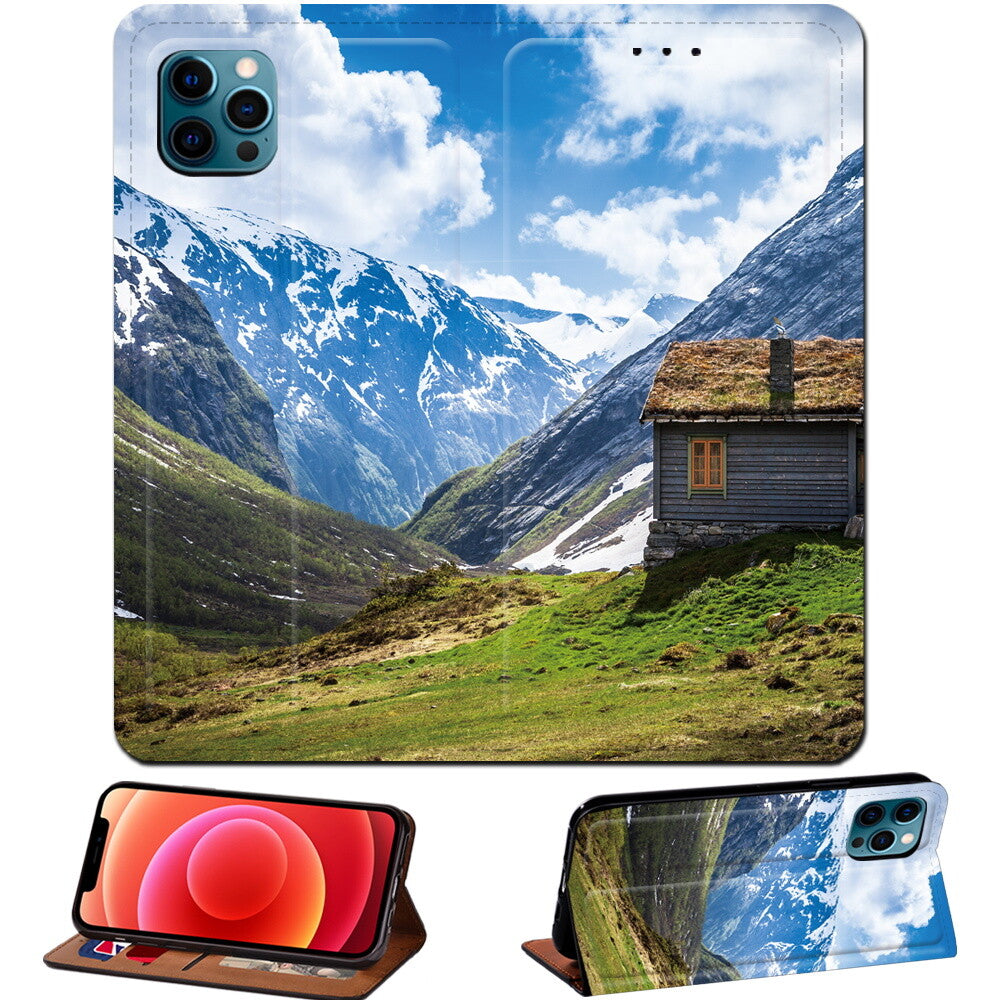Scenery PU Leather Stand Phone Cover Case For Apple iPhone air/17/17 Pro