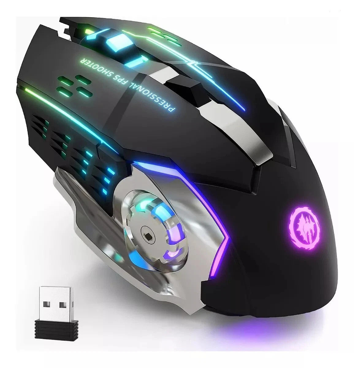 Rechargeable Wireless Mouse LED USB Gaming Mice Laptop