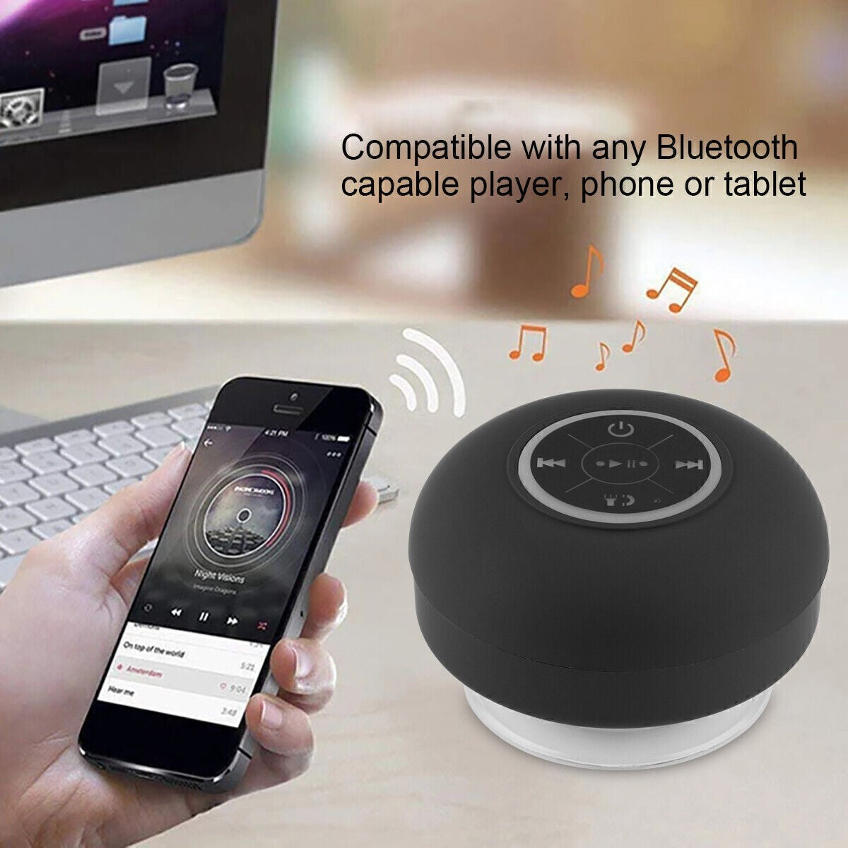 Mini Portable Wireless Bluetooth Speaker for Shower Bathroom Waterproof Suction