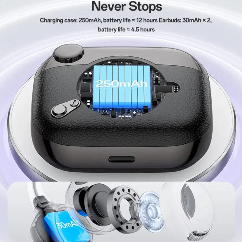 Wireless Earbuds Clip On Bluetooth Headset Open Ear Earbuds For iPhone & Android