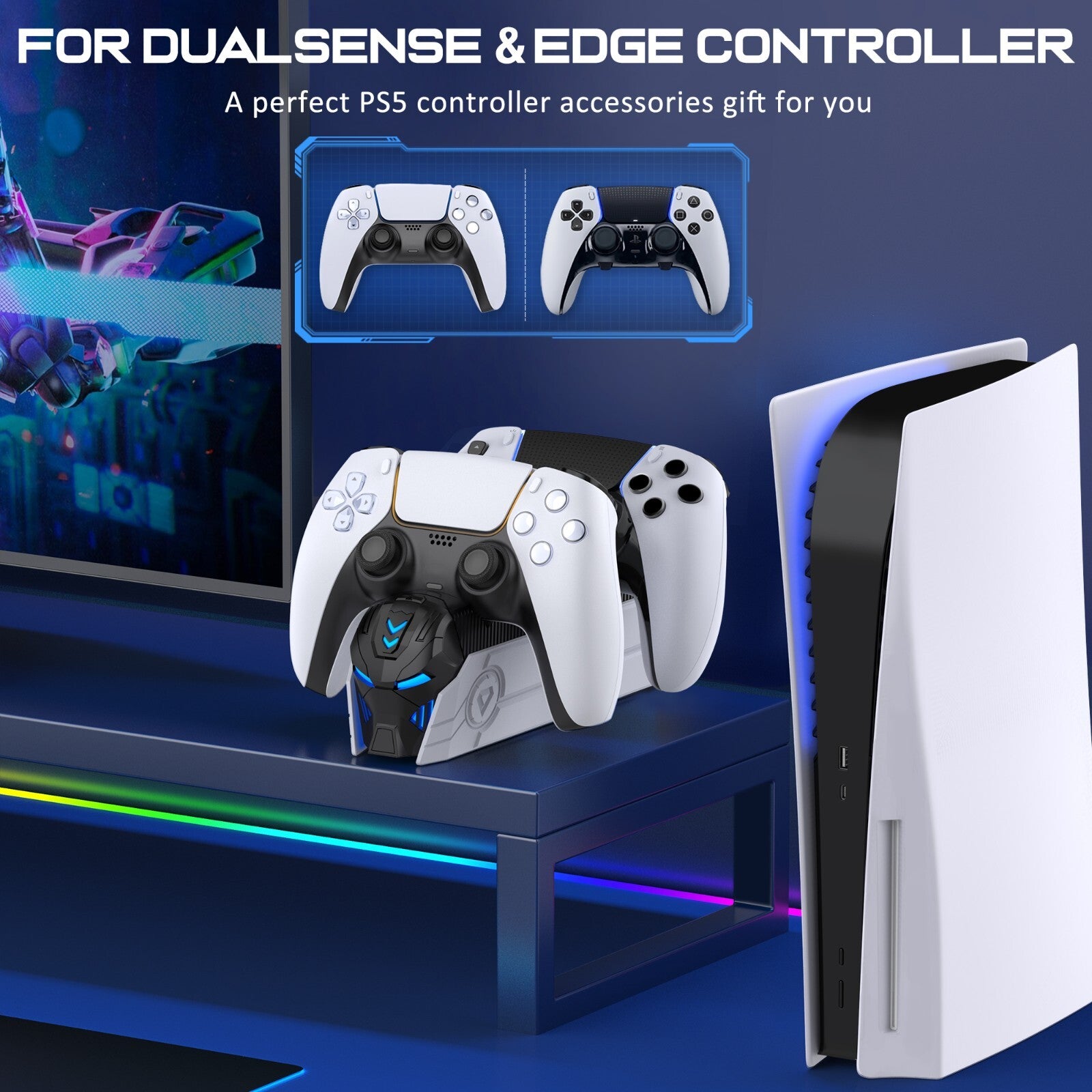 PS5 Controller Stand Fast Charger Dock LED Controller