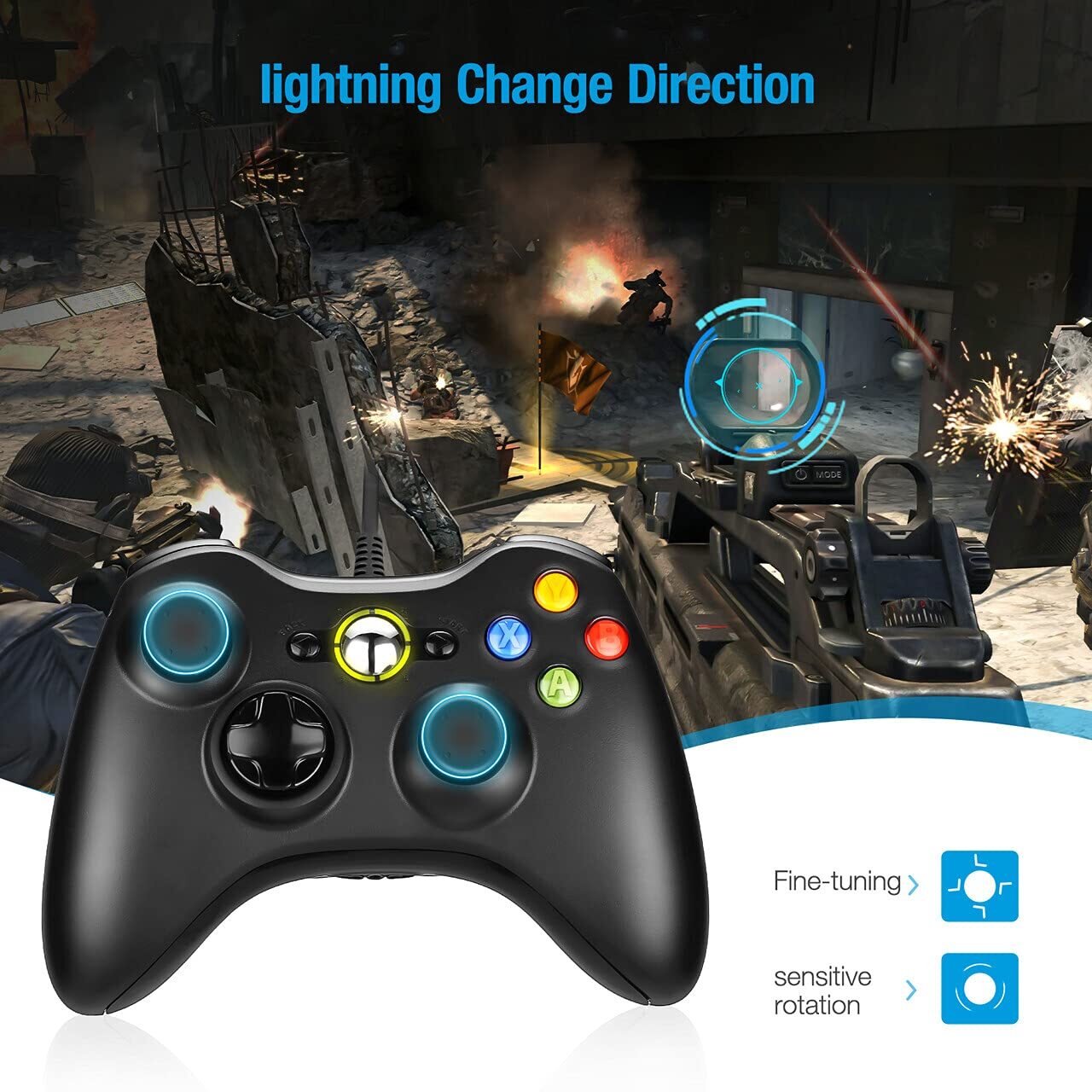 Black USB Wired Controller For XBOX 360 PC Window