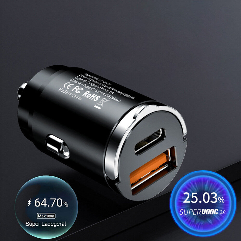 100W USB Car Phone Charger Type C QC3.0 Car Interior Fast Charging Accessories