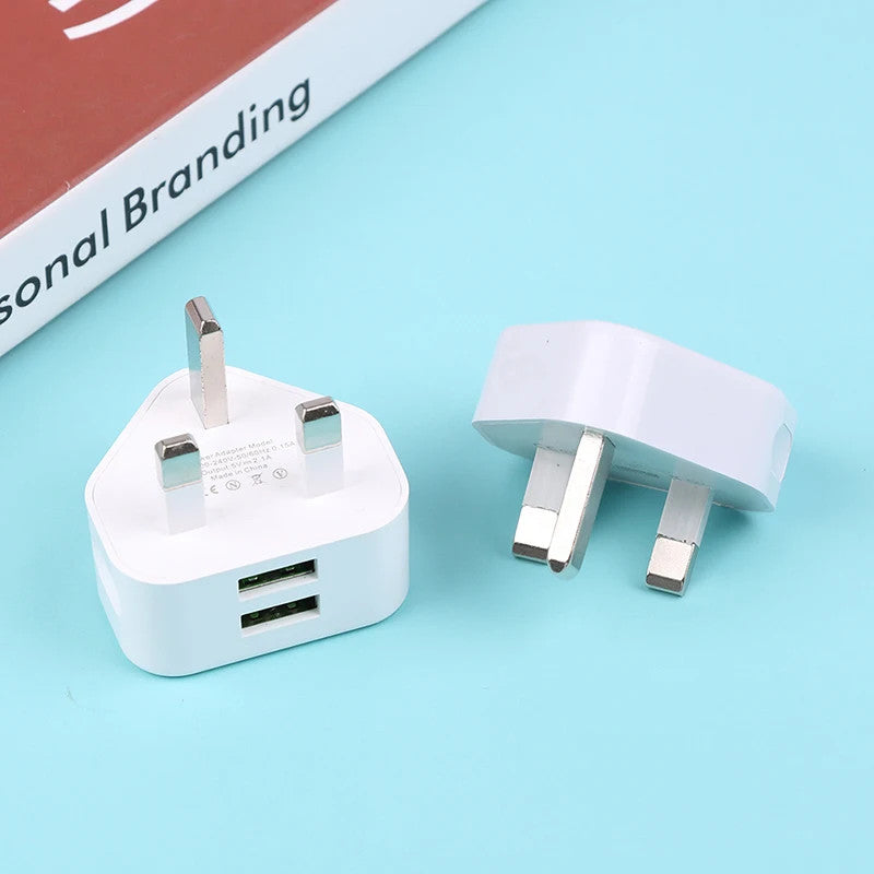 Universal UK Plug 3 Pin Wall Charger Adapter With 1/2 USB Ports Charging
