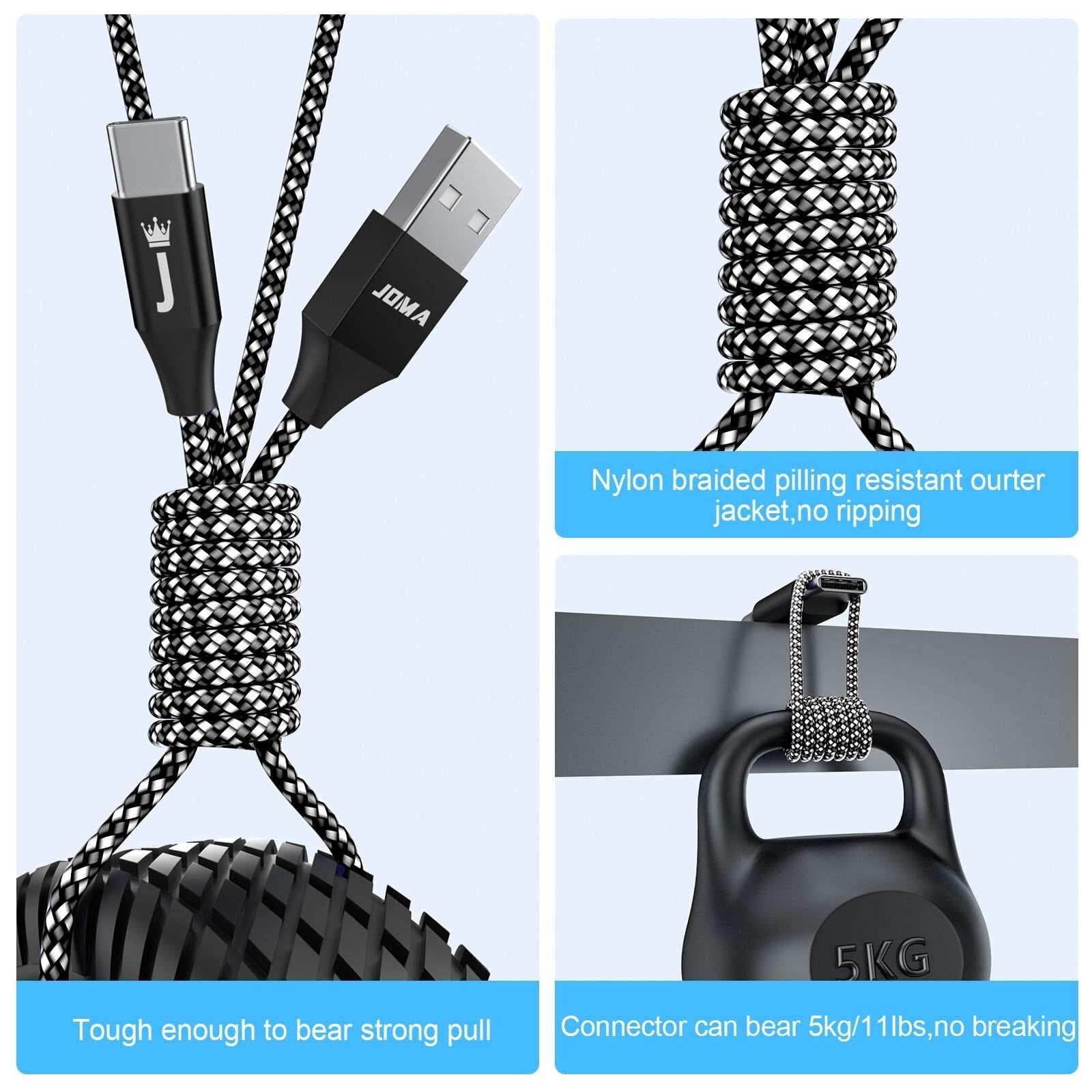 USB A to Type C Cable 3A 60W Fast Charger Braided Long Lead 0.25M 1M 2M 3M