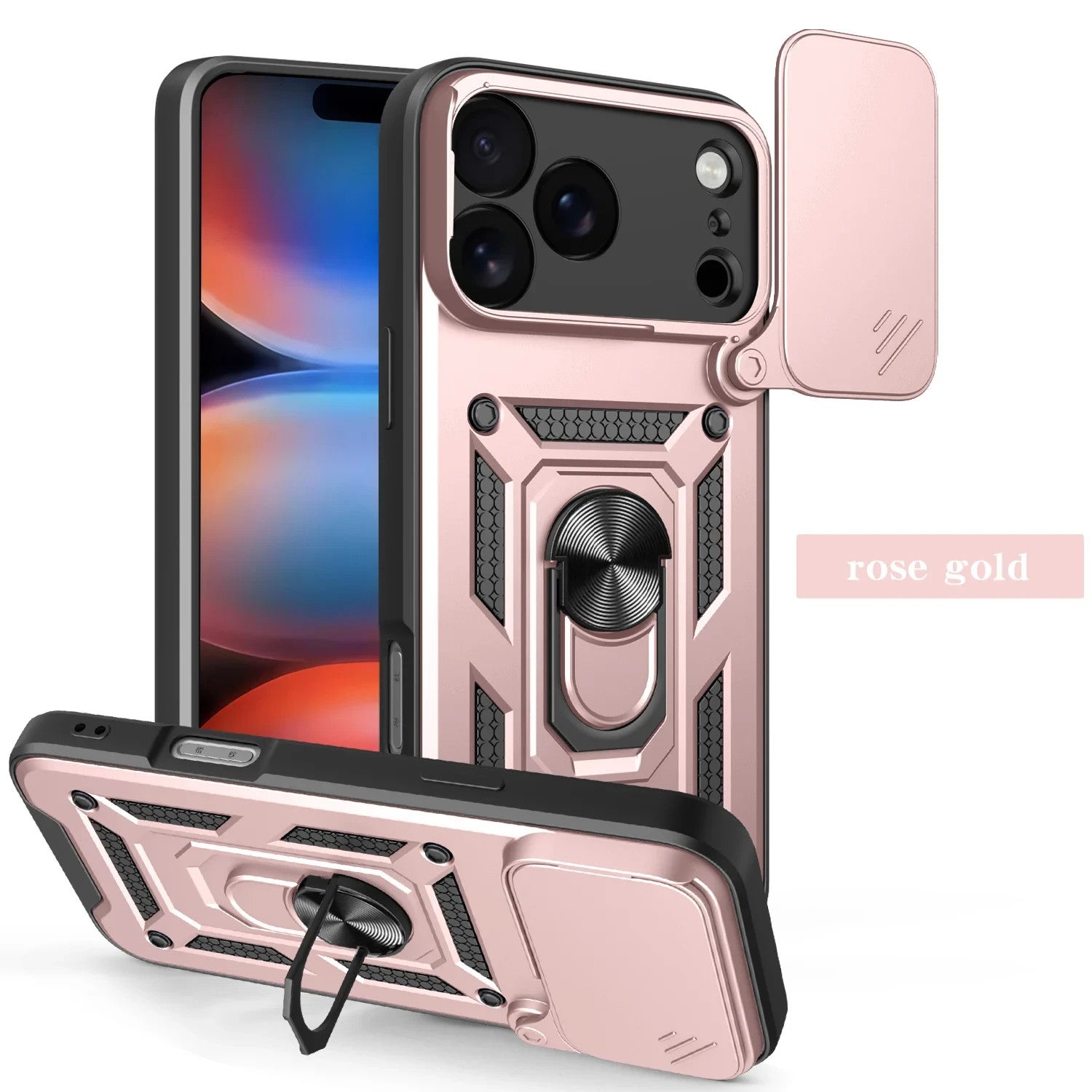 Shockproof Ring Stand Armor Case For iPhone