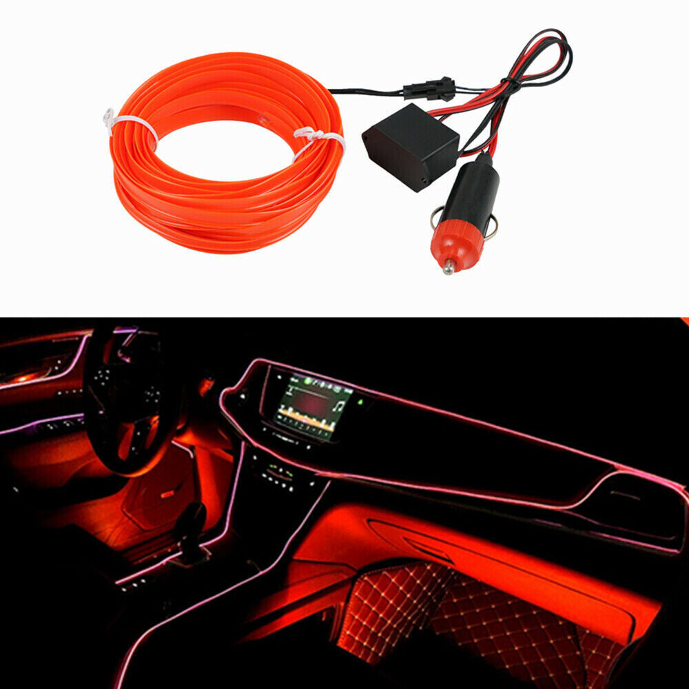 5m Red LED Car Interior Decorative Atmosphere Wire Strip Light Accessories US