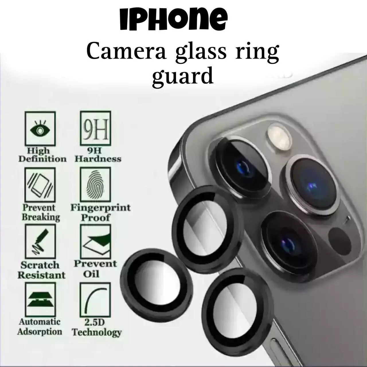 Camera LensGlass Protector Metal Ring for iPhone 17 Pro 14Pro 15Pro 16Pro 17E 13