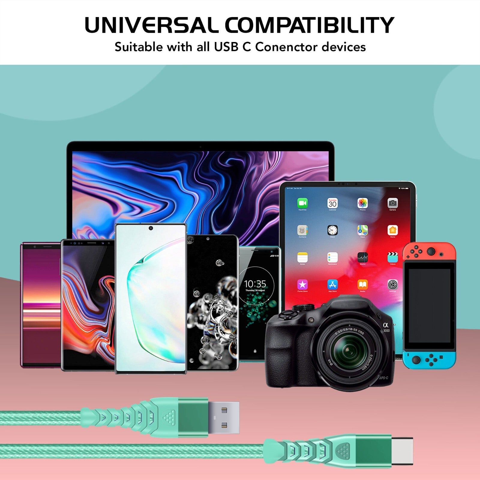 Heavy Duty USB Type C Charging Cable 2m & 3m