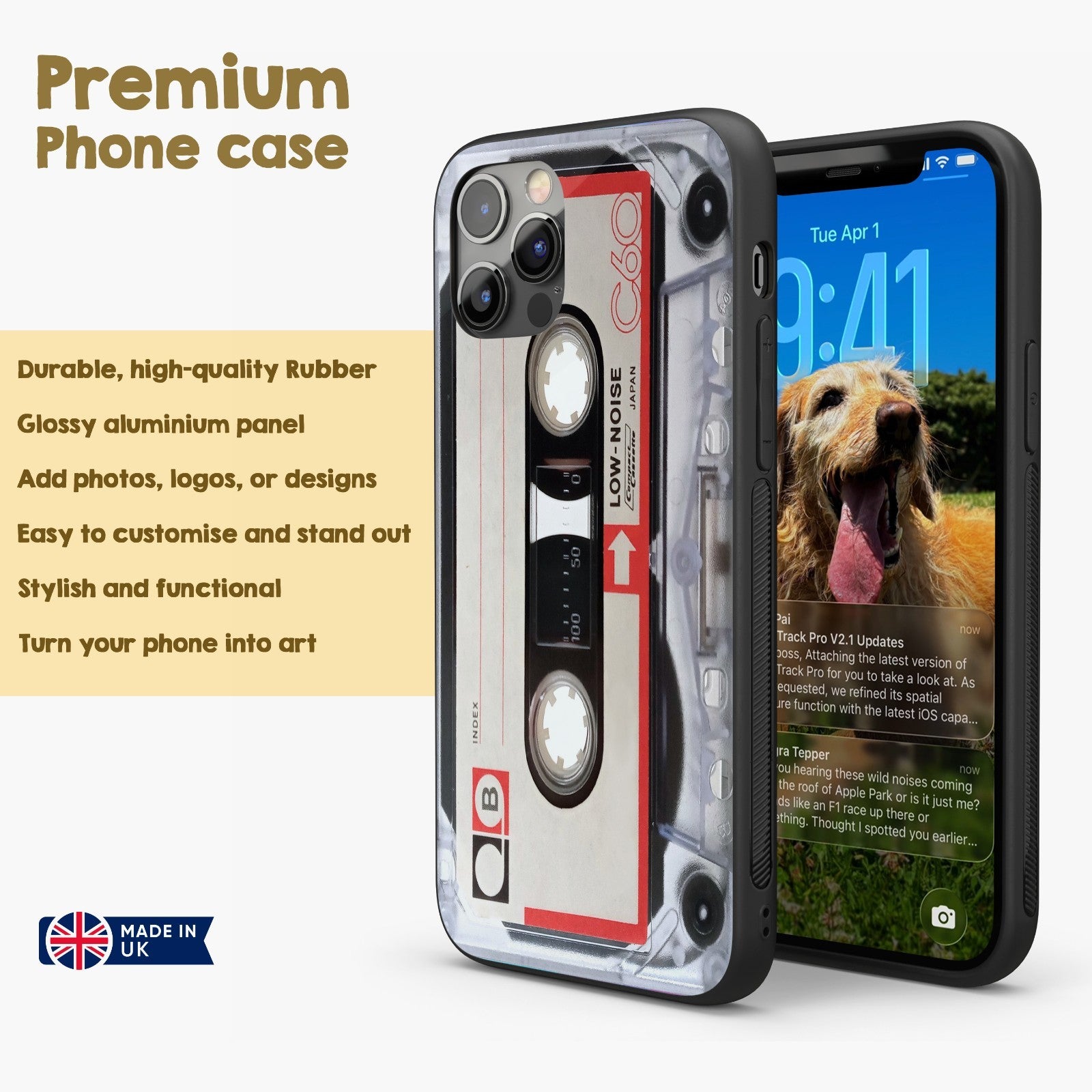 Cassette iPhone Case Retro Tape Music Design Vintage Phone Cover