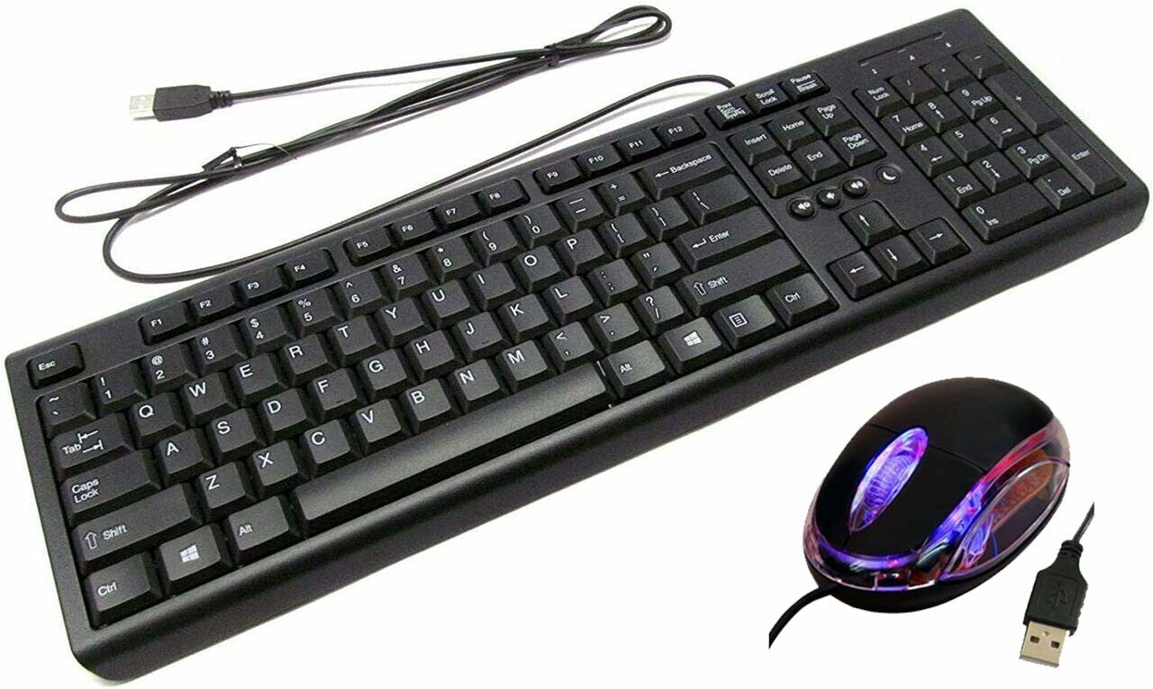 USB Wired OPTICAL Keyboard Mouse PAD MAT Combo Set UK layout PC Laptop Desktop