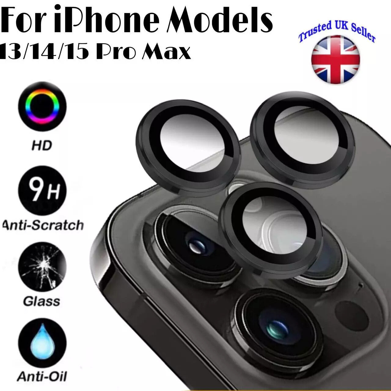 Camera LensGlass Protector Metal Ring for iPhone 17 Pro 14Pro 15Pro 16Pro 17E 13