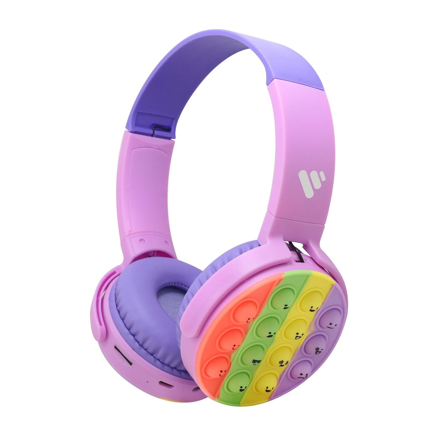 Vybe Kids Wireless Headphones with Push-Pop Fidget Stress Buster Blue or Purple