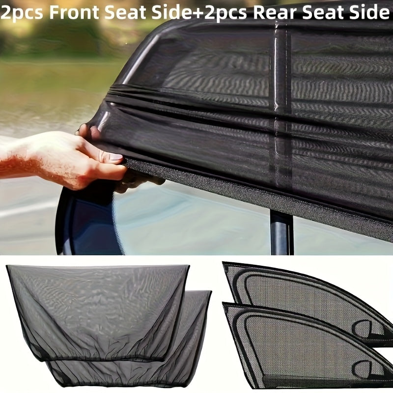 4pcs Car Full Window Folding Sunshade And Mosquito Repellent Curtain