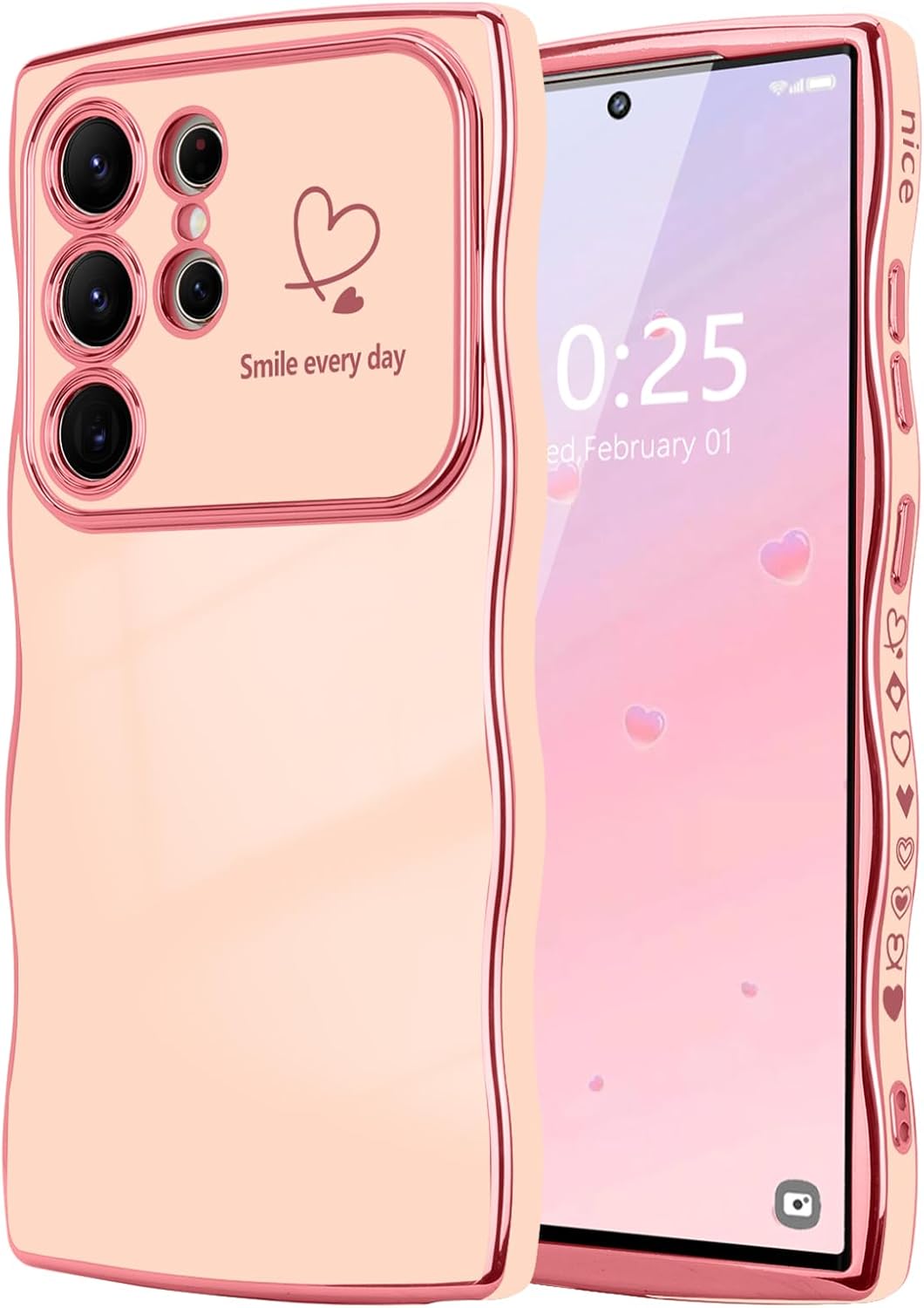 Samsung Galaxy S24 Case Cute Wave Frame Curly Shape Love Heart