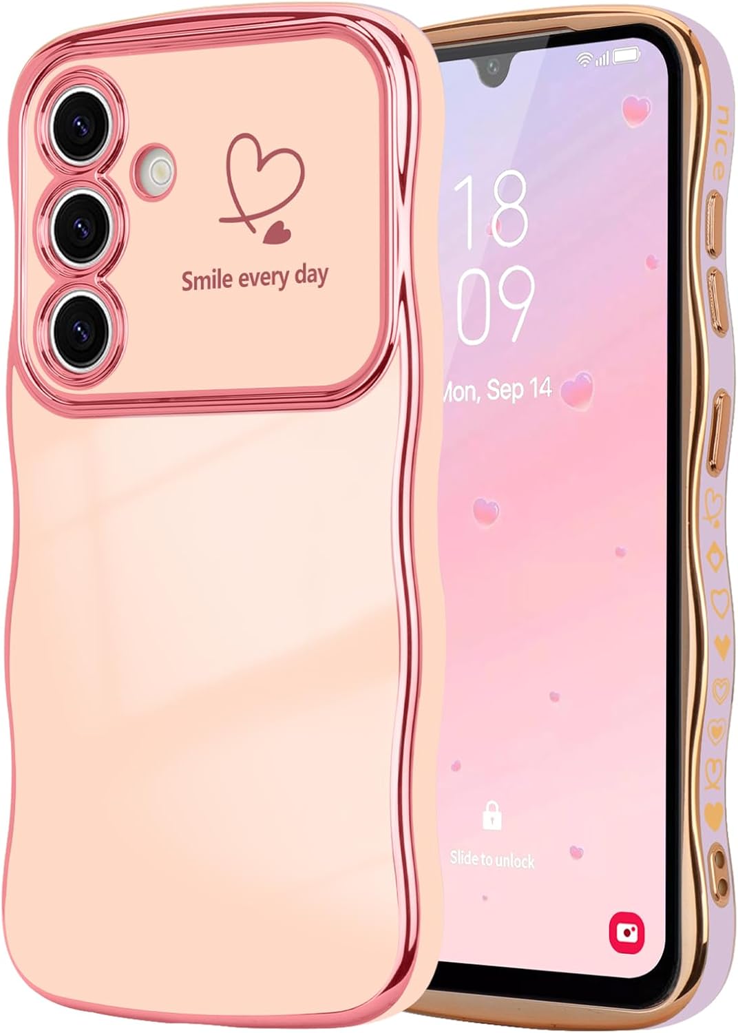 Samsung Galaxy S24 Case Cute Wave Frame Curly Shape Love Heart