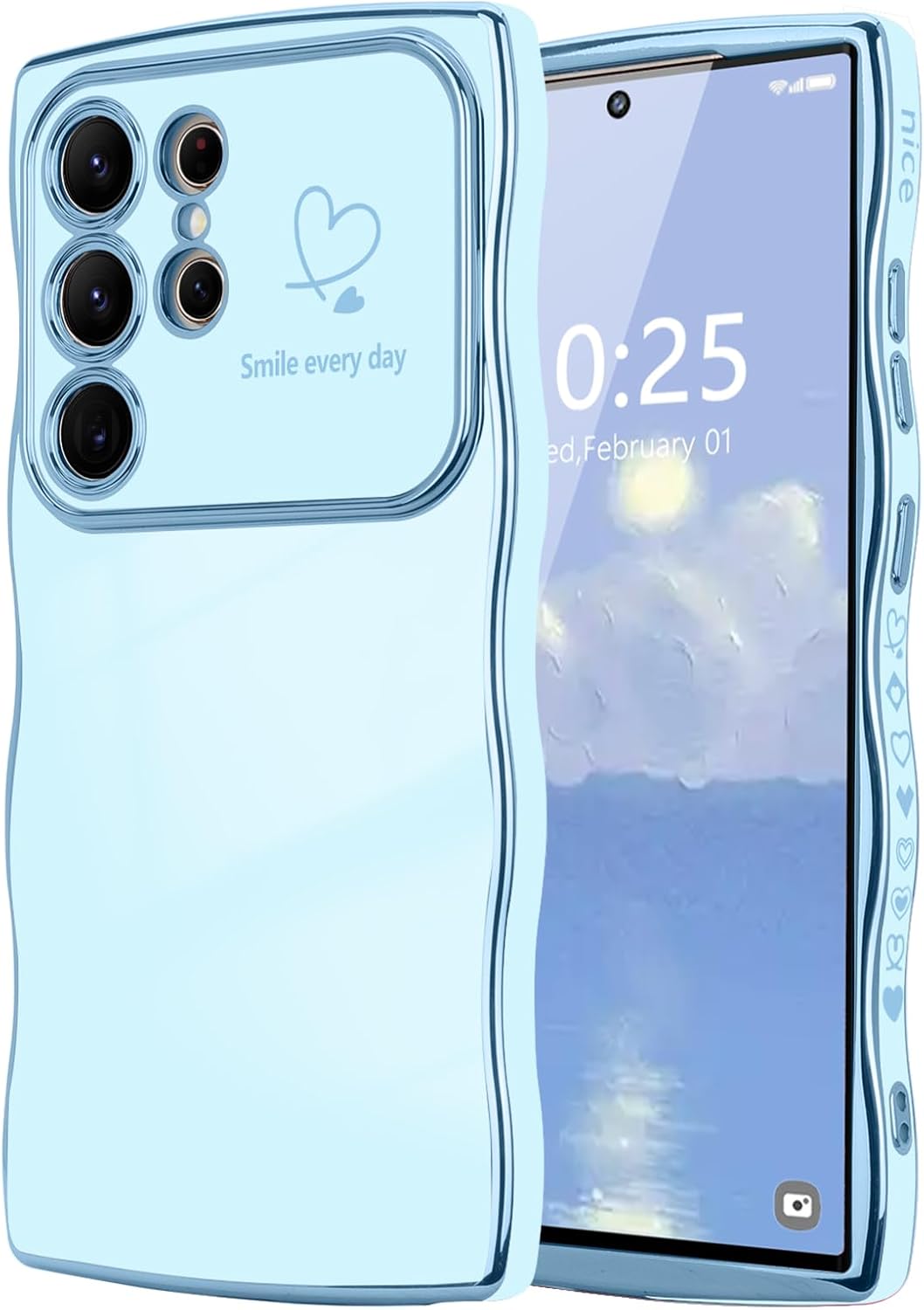 Samsung Galaxy S24 Case Cute Wave Frame Curly Shape Love Heart
