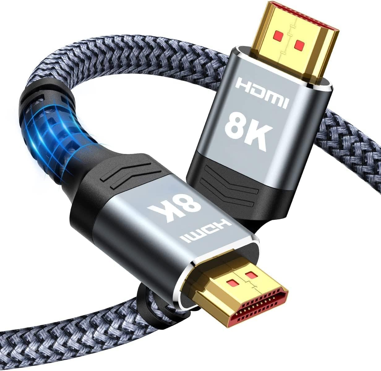Highwings 8K@60 HDMI Cable, 48Gbps 2.1 High Speed HDMI Braided Nylon 4K120 144Hz RTX 3090 eARC HDR10 4:4:4 HDCP 2.2&2.3 Compatible for PS5, PS4, UHD TV and PC